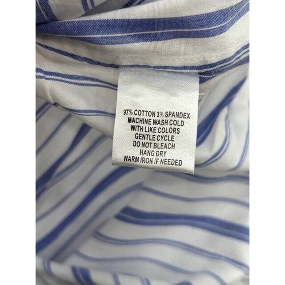 UNTUCKit Pinot Perse Button Down Shirt Long Sleeve Striped Blue White SZ 4 NEW - Picture 5 of 6